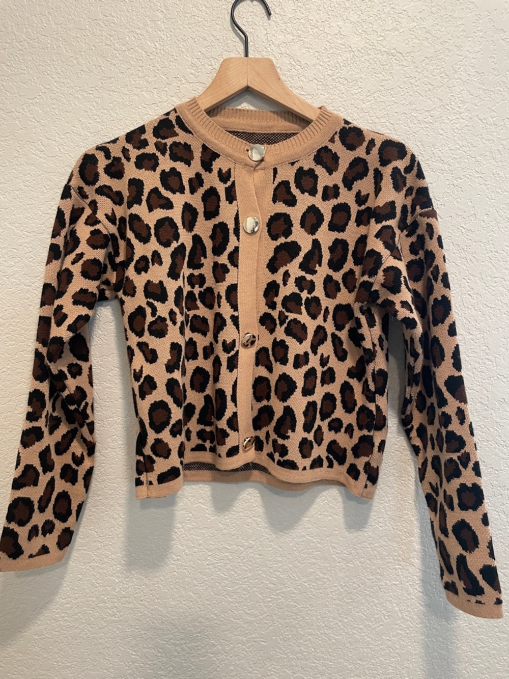 Leopard Womens Small Print Button-Front Cardigan … - image 1